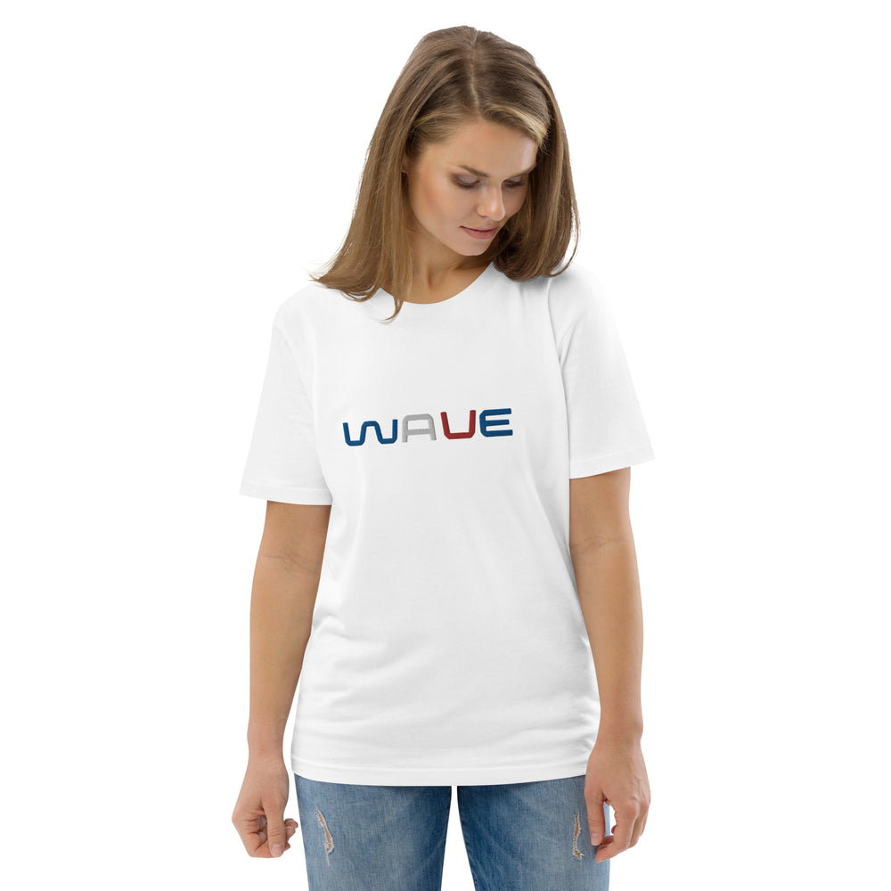 
                  
                    WAVE T-shirt unisexe en coton biologique brodé
                  
                