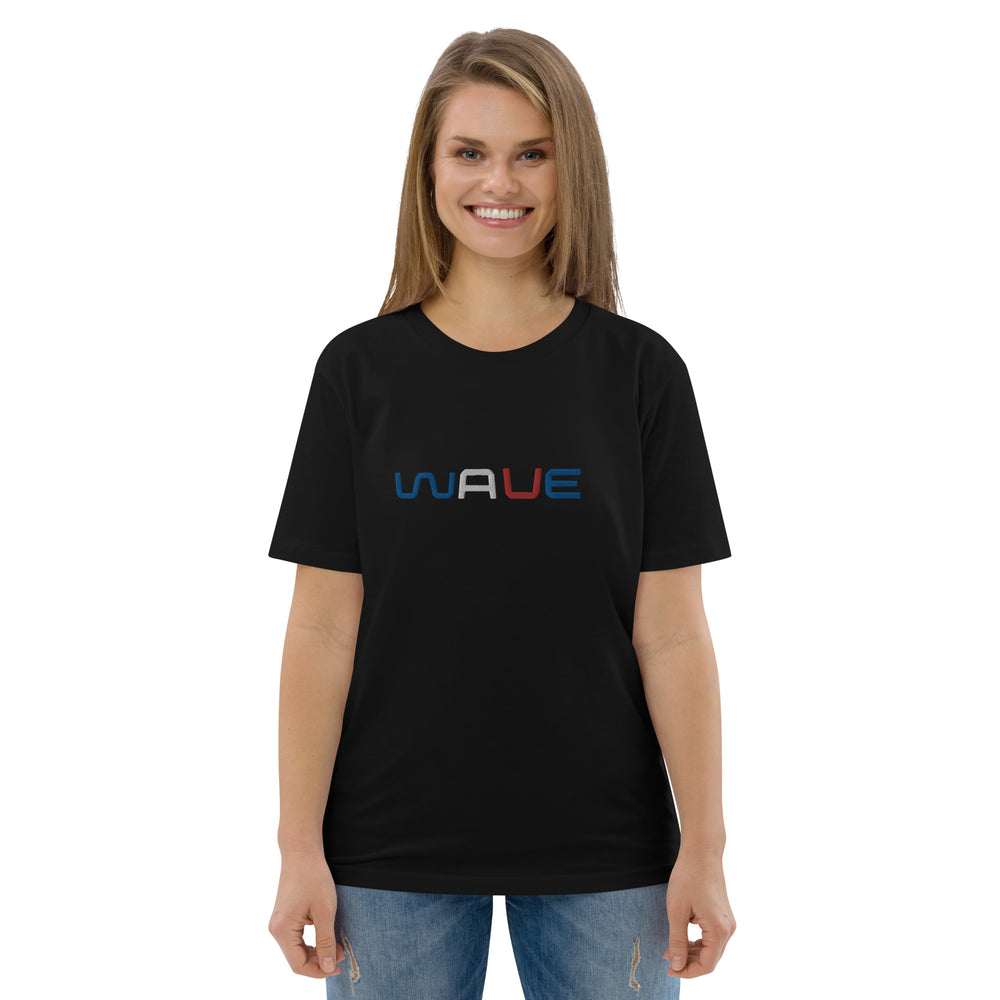 
                  
                    WAVE T-shirt unisexe en coton biologique brodé
                  
                