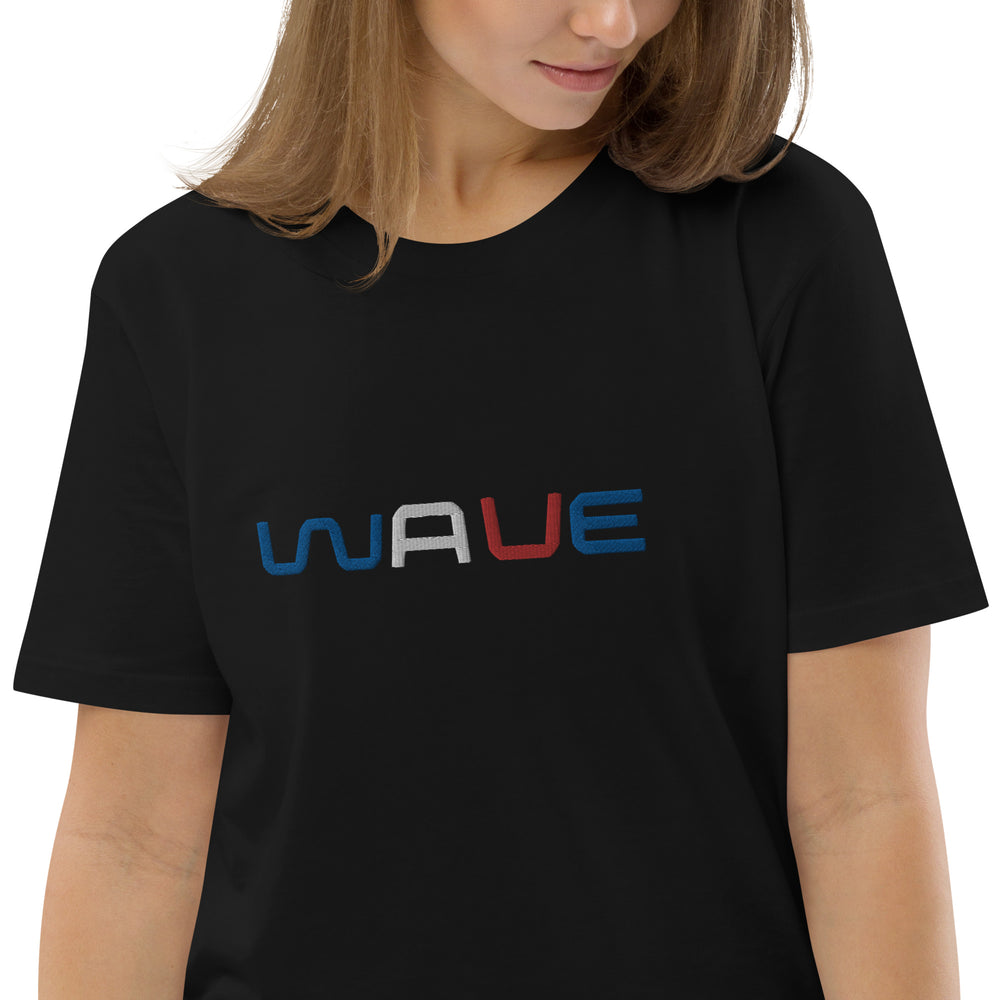 
                  
                    WAVE T-shirt unisexe en coton biologique brodé
                  
                