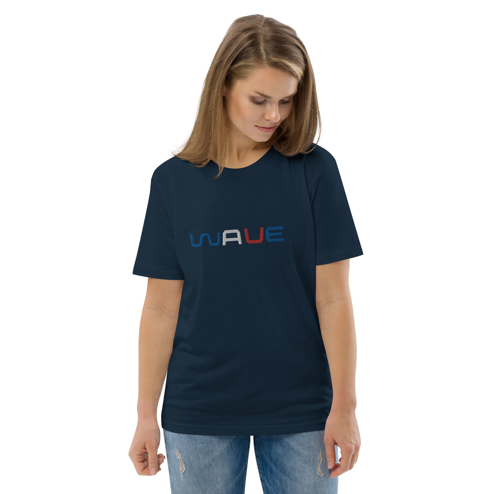 
                  
                    WAVE T-shirt unisexe en coton biologique brodé
                  
                