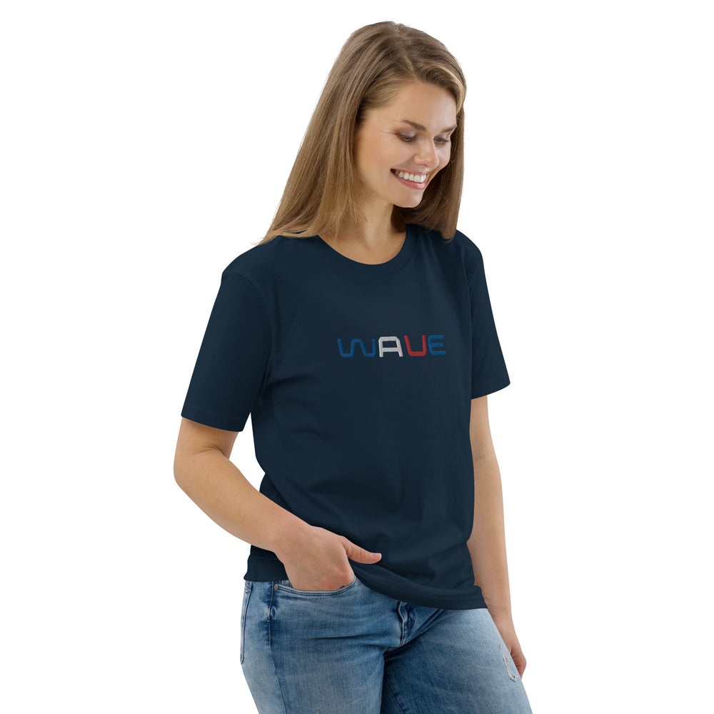 
                  
                    WAVE T-shirt unisexe en coton biologique brodé
                  
                
