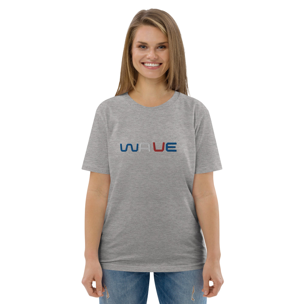 
                  
                    WAVE T-shirt unisexe en coton biologique brodé
                  
                