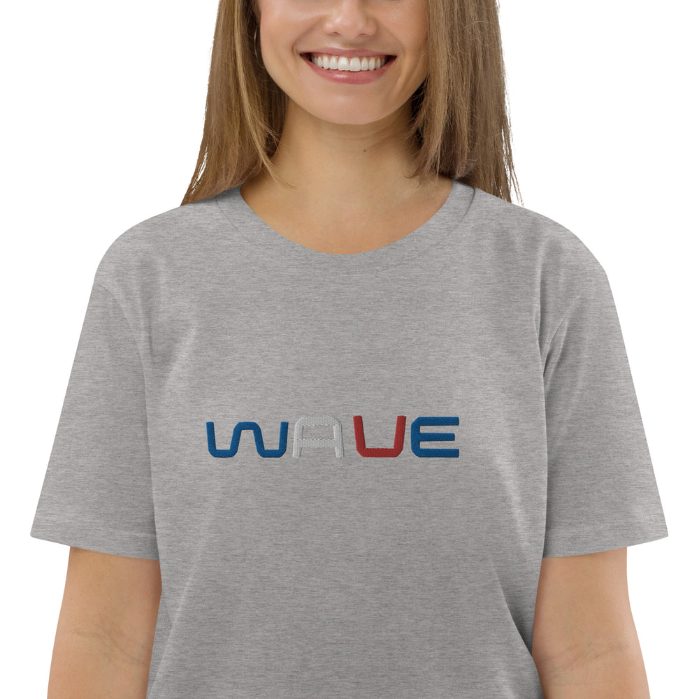 
                  
                    WAVE T-shirt unisexe en coton biologique brodé
                  
                