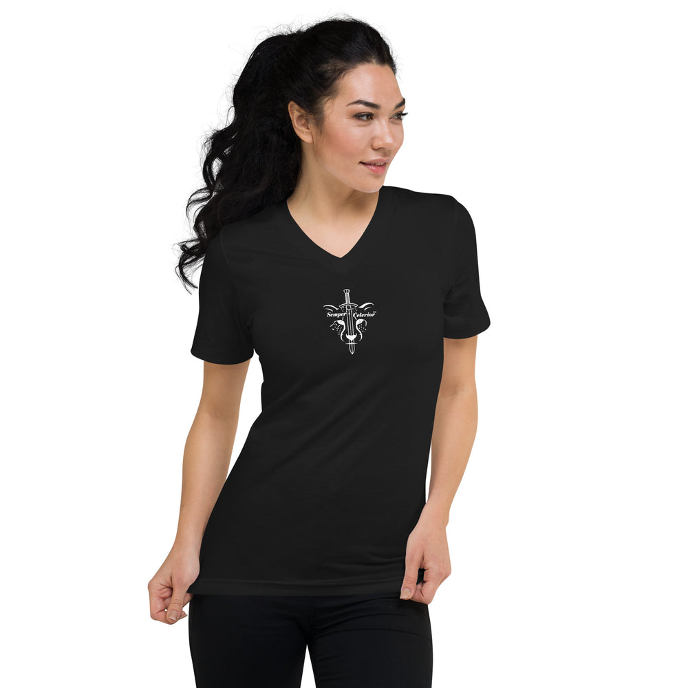 
                  
                    Semper Celerior T-shirt Unisexe Col V
                  
                